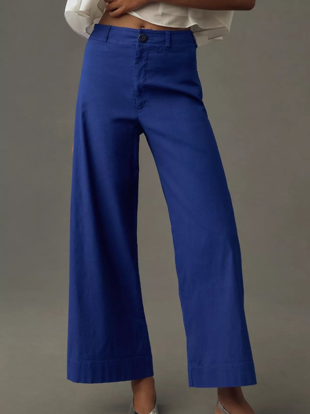 NEW Anthropologie Maeve Ettie High-Rise Crop Wide-Leg Blue Pant Size 25
